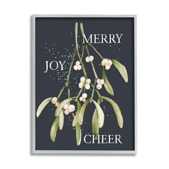 Stupell Industries Merry Joy Cheer Holly Berries Framed Giclee Art